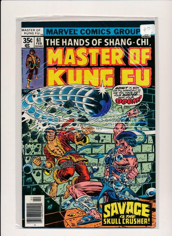 MARVEL  Master of Kung Fu SAVAGE is the SKULL CRUSHER #61 FINE/VERY FINE (HX697)