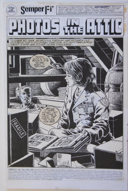 ANDY KUBERT / JOHN SEVERIN original art, SEMPER FI #6 pg 1, 11x 16, 1989,Splash