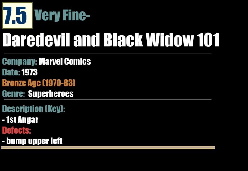 Daredevil and Black Widow 101 (1973) VF- 7.5 1st app Angar Marvel Comics