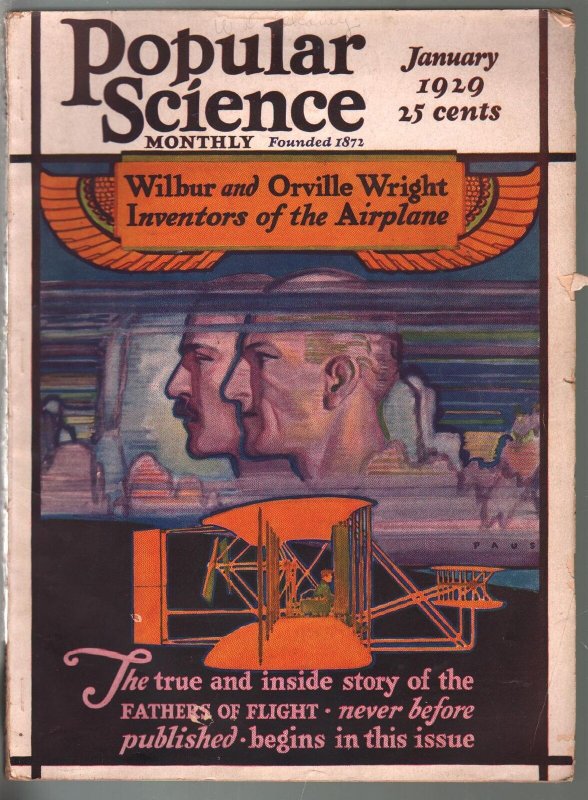 Popular Science 1/1929-Wright Brother-Graf Zeppelin-key issue-VG