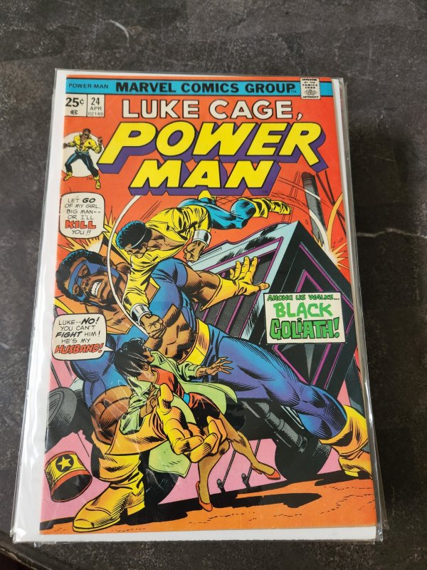 POWER MAN #24 FINE LUKE CAGE / 1st BLACK GOLIATH 1975 MARVEL COMICS HIGH GRADE