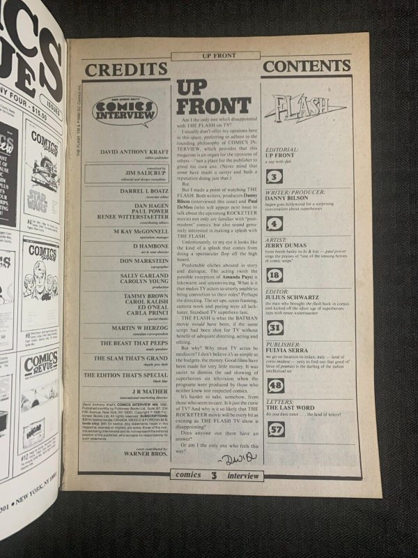 1990 COMICS INTERVIEW Magazine #88 VG/FN 5.0 The Flash TV / Julie Schwartz