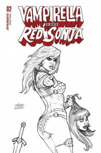 Vampirella Versus Red Sonja #2R VF/NM ; Dynamite | FOC 1:10 variant Linsner B&W