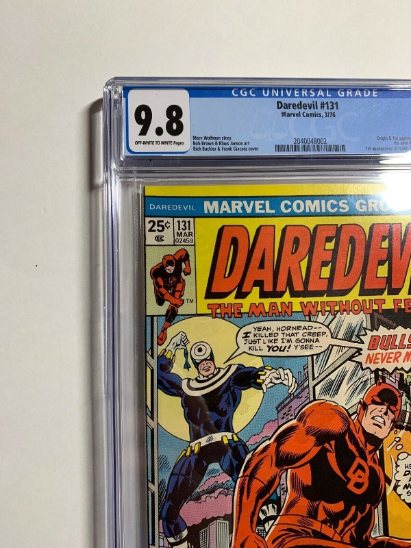 Daredevil 131 Cgc 9.8 Ow/w Pages 1st Bullseye Marvel Bronze Age