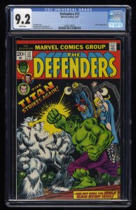Defenders #12 CGC NM- 9.2 White Pages Xemnu Appearance!