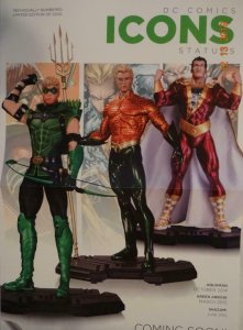 ICONS STATUES  Promo Poster, 11 x 17, 2014, DC,  AQUAMAN,  SHAZAM Unused 351