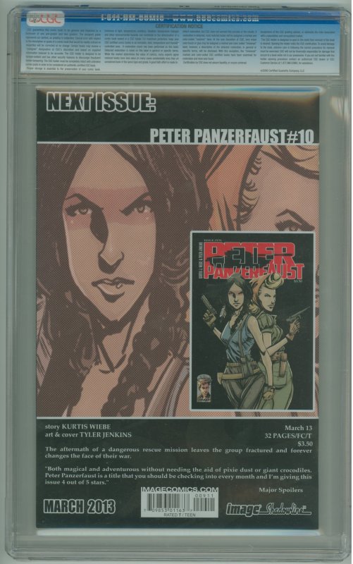 Peter Panzerfaust #9  (2013) CGC 9.6! Crack on back bottom right of slab