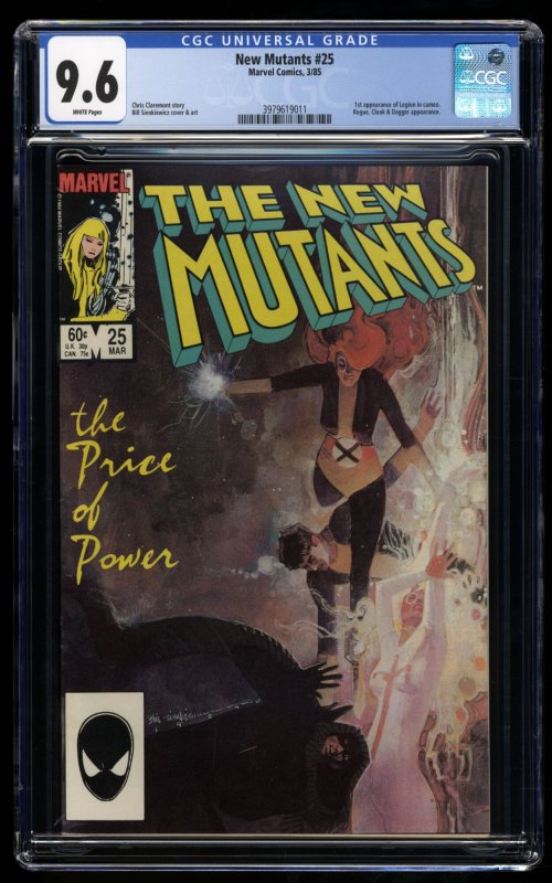 New Mutants #25 CGC NM+ 9.6 White Pages 1st Legion in Cameo!