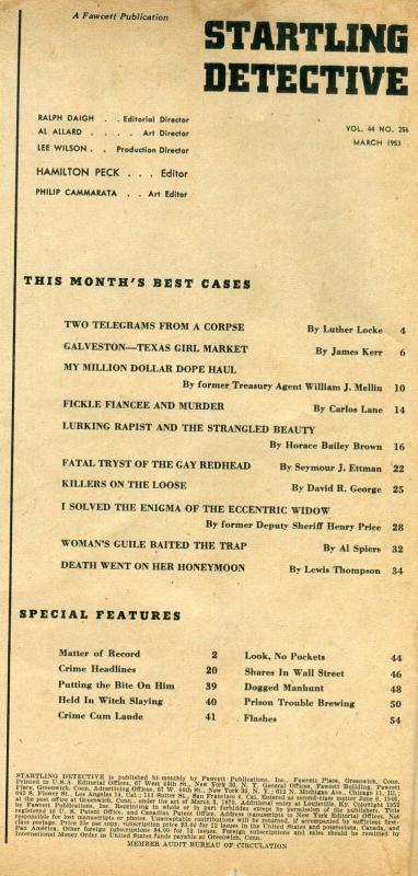 Startling Detective March 1953-True Crime Magazine-Two Telegrams From a Corpse 