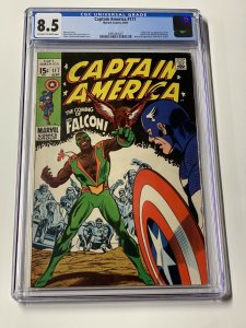 Captain America 117 cgc 8.5 Ow/white pages 1st falcon sam wilson