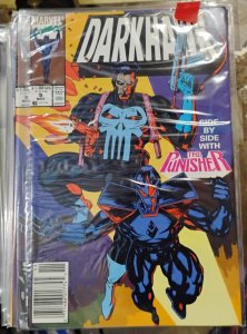 DARKHAWK # 9  1991 marvel DISNEY  SAVAGE STEELE  PUNISHER NEWSTAND VARIANT