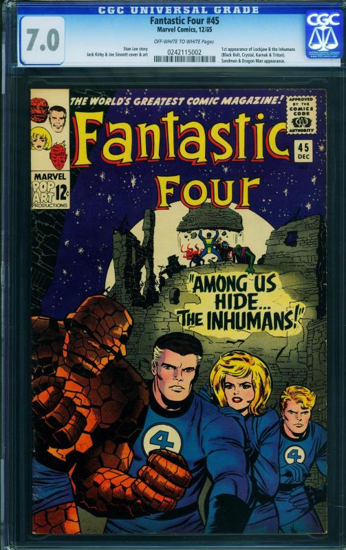 Fantastic Four #45- CGC 7.0-First Inhumans-Key Marvel Issue 0242115002