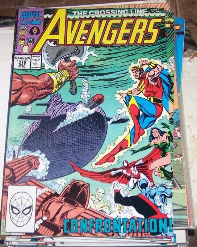 Avengers #319 (Jul 1990, Marvel) the crossing line captain america thor vision 