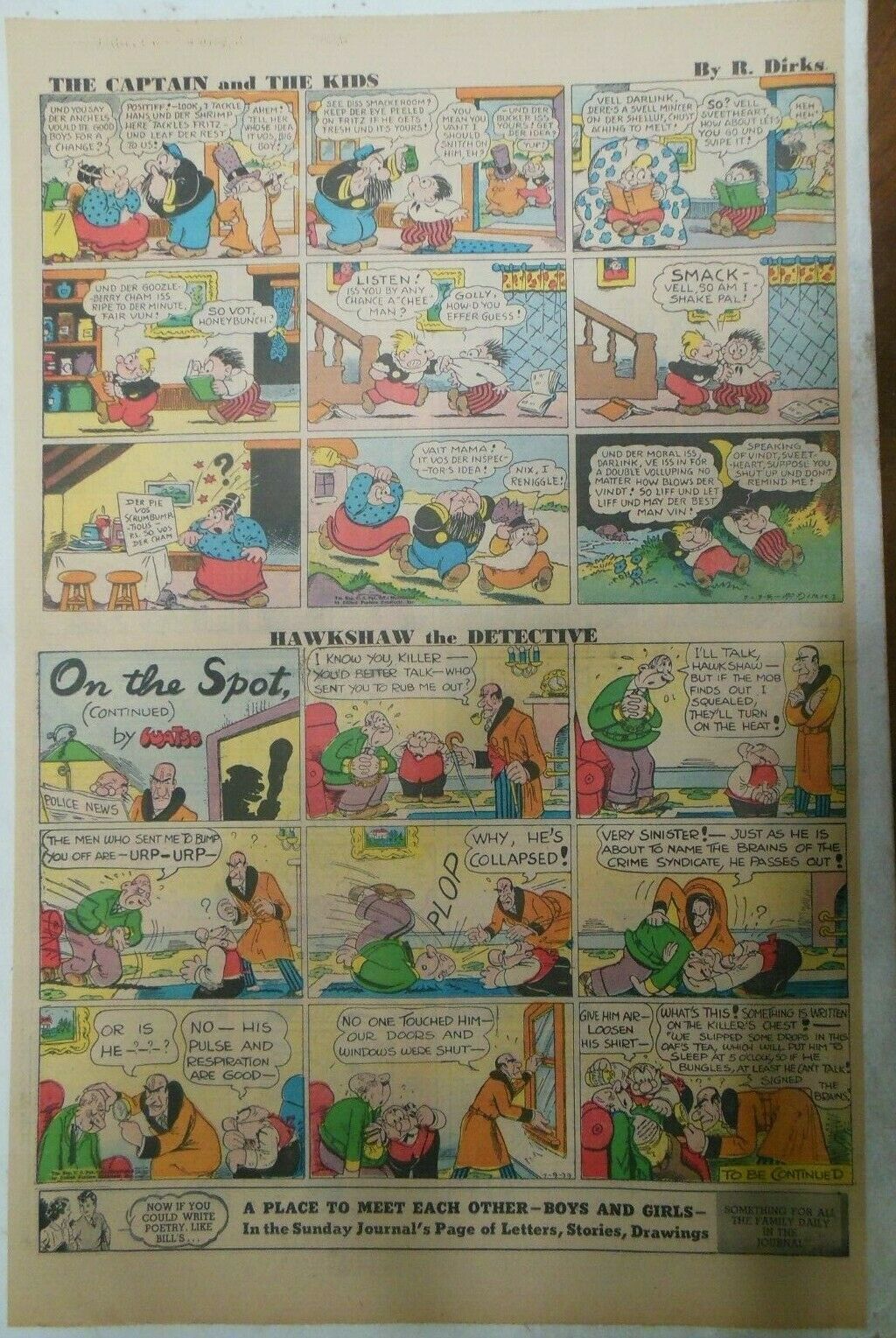 Hawkshaw The Detective Sunday Page by Gus Mager from 7/9/1939 On Full