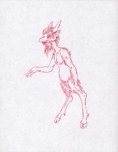 Lanky Bearded Satyr Ink Drawing By Frank Thorne