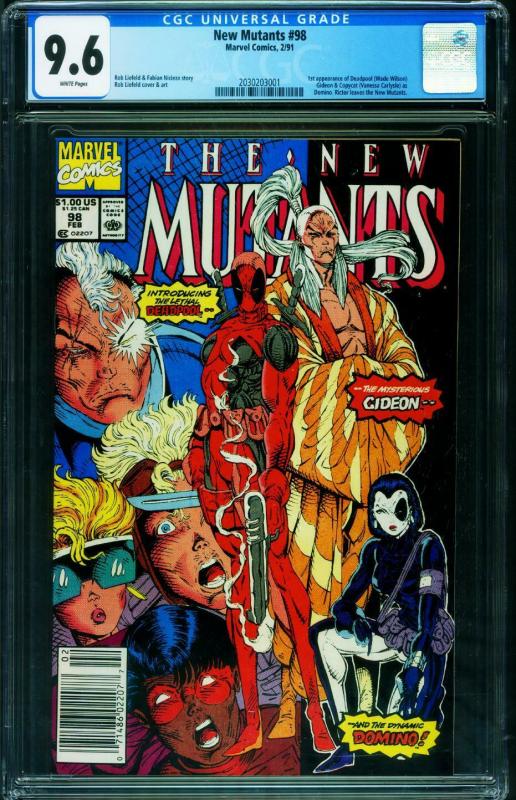 NEW MUTANTS #98 1991-1st DEADPOOL-CGC 9.6 Newsstand cvr 2030203001