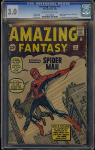 AMAZING FANTASY #15 CGC 3.0 1ST SPIDER-MAN 