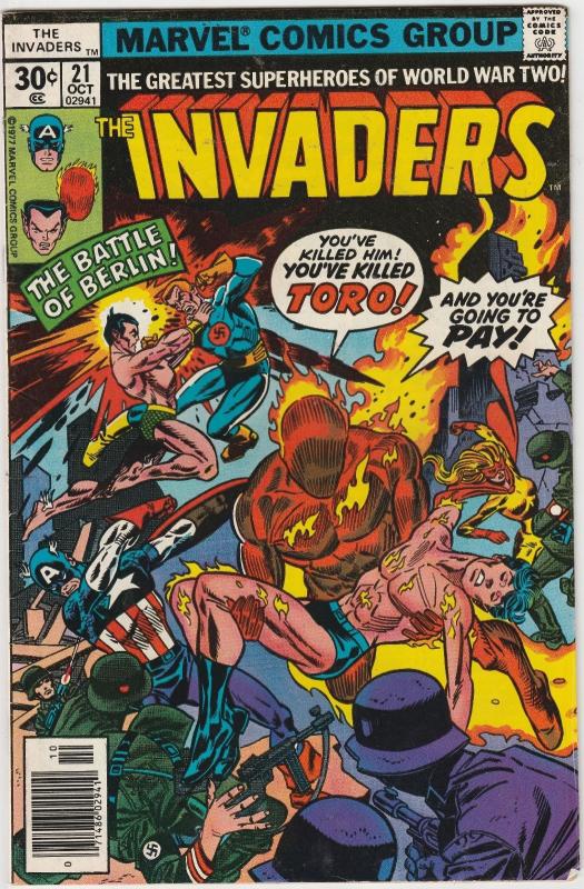 4 The Invaders Marvel Comic Books # 18 19 20 21 Captain America Human Torch AH9