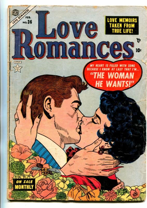 LOVE ROMANCES #36-1954-ATLAS-VINCE COLLETS-HEADLIGHT PANELS-HAPPY ENDINGS-fr