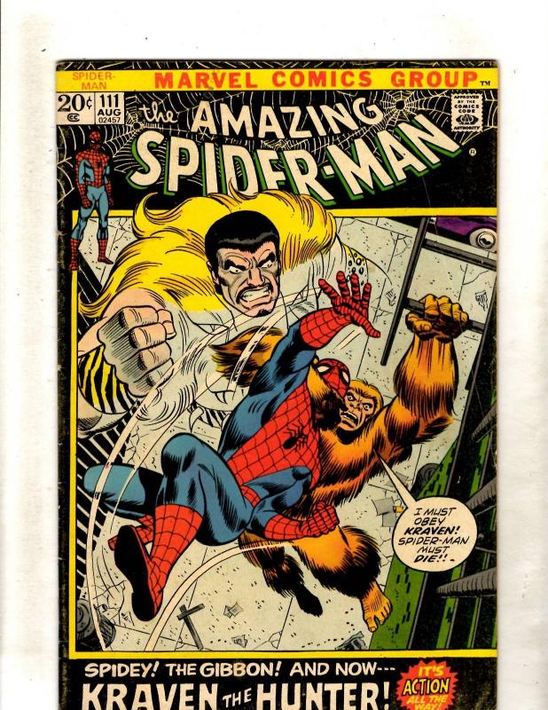 Amazing Spider-Man # 111 FN Marvel Comic Book Stan Lee Goblin Kraven Rhino FM2