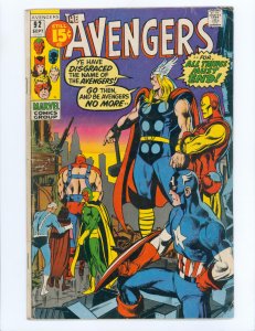 The Avengers #92 (1971) Neal Adams cover Kree/Skrull War pt 4 last 15 cent issue