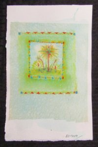 BLANK NOTE Palm Trees with Colorful Border 7x11 Greeting Card Art #3007