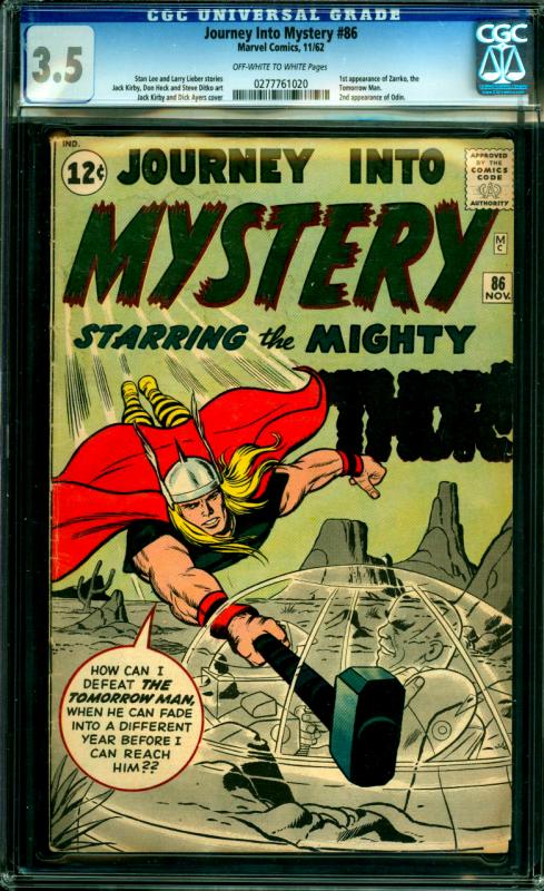 Journey Into Mystery #86 CGC Graded 3.5 1st Zarrkos, Tomorrow Man, 2nd Odin