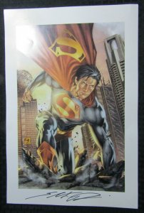 SUPERMAN Punching Pavement 12x18 Signed Print FN+ 6.5 DC Comics 