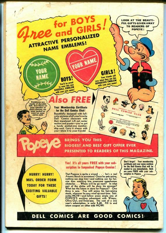 Popeye #14 1950-Dell-train cover-Wimpy-Sweet Pea-Olive Oyl-VG 