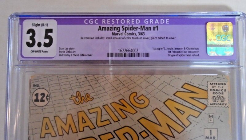 Amazing Spider-Man #1 (Marvel/ March 1963) CGC RESTORED Grade 3.5