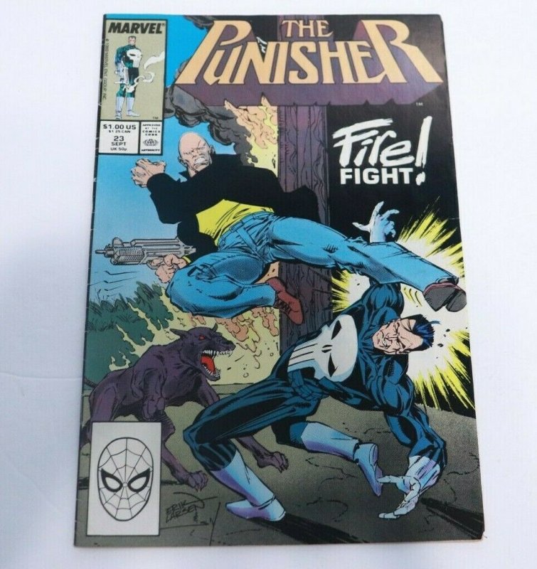The Punisher #23 Fire Fight Marvel Comics Sept 1989 Erik Larson Cover Art