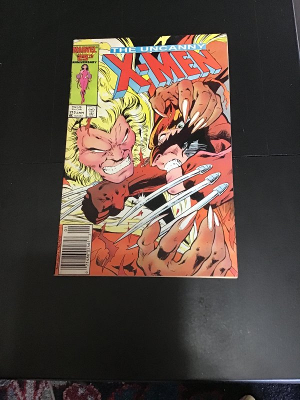 The Uncanny X-Men #213  (1987) Wolverine vs Sabertooth! Mid-high-grade! FN/VF