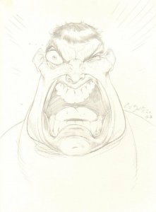 Hulk Caricature Pencil Commission - 2008 Signed art by John Cebollero