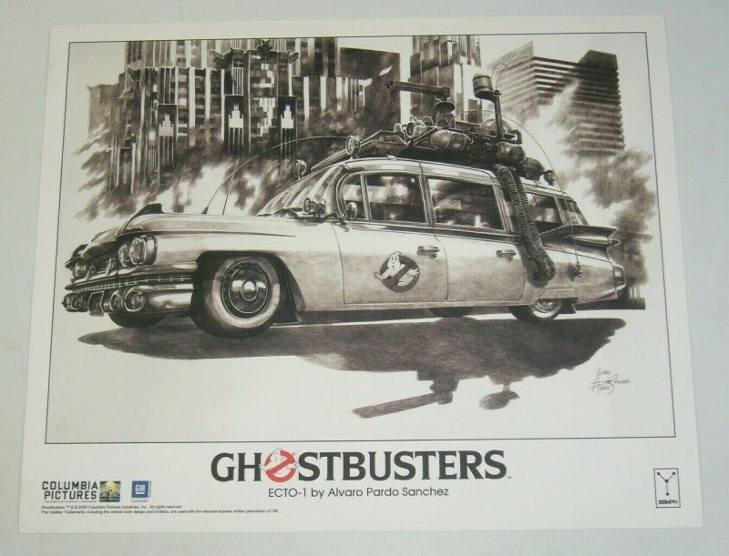 Ghostbusters Lithograph 14x17 cool poster ECTO-1 rare