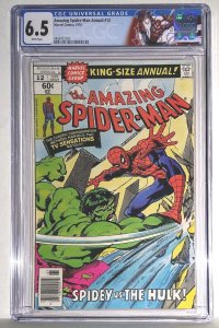 AMAZING SPIDER-MAN ANNUAL 12 (1978)CGC 6.5 FINE+, WHITE PAGES.    Spidey vs Hulk