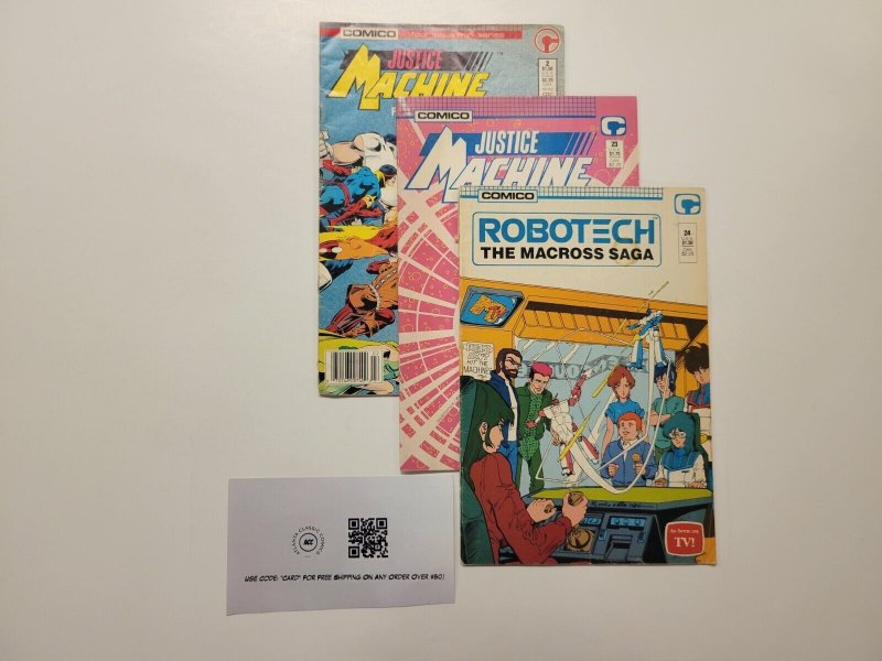 3 Comico Comics #2 23 Justice Machine + #24 Robotech 72 TJ8