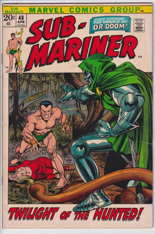 SUB-MARINER #48 (Apr 1972) FN 6.0 cream to white. Classic Dr Doom cover!