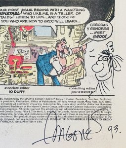 SIGNED 1985 MARVEL EPIC GROO THE WANDERER #1 SERGIO ARAGONES w SKETCH on PAGE 1