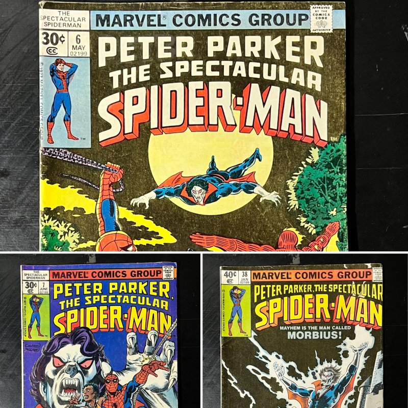 Lot of 3 The Spectacular Spider-Man #6, 7, & 38 Regular Edition (1977)