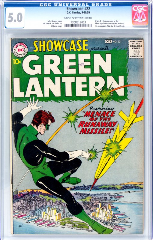 Showcase #22 CGC Graded 5.0 Origin and 1st appearance of Siver Age Green Lant...