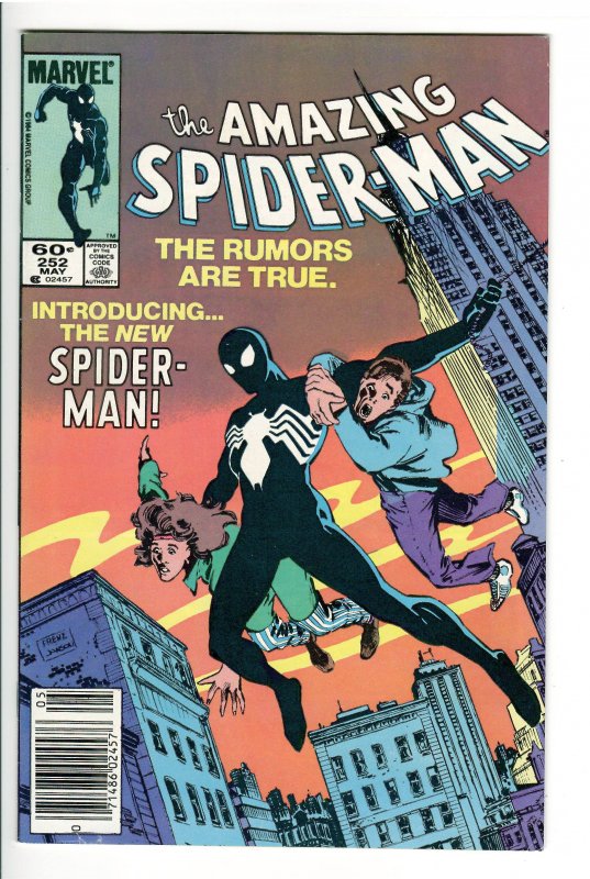 AMAZING SPIDERMAN 252 VF+ 8.5 1st APP BLACK UNIFORM ! NEWSSTAND COVER!!