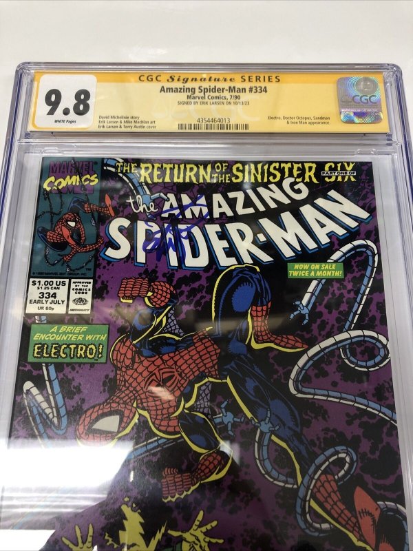 Amazing Spider-Man (1990) #334 (CGC 9.8 SS) Signed Erik Larsen • Marvel Comics