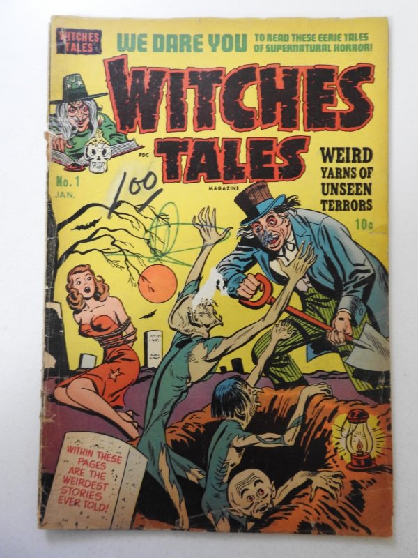 Witches Tales #1  (1951) FR/GD Cond! 1/3 book-length spine, 3 in tear back cover