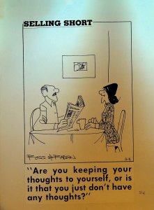 Selling Short Original Comic Strip Art 1980s Keeping Thoughts to Yourself