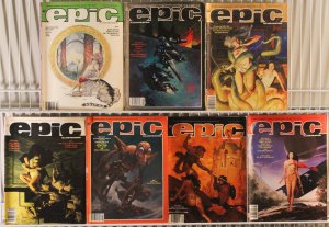 Lot of 7 Epic Illustrated : Marvel Magazine of Adult Fantasy & Sci Fi