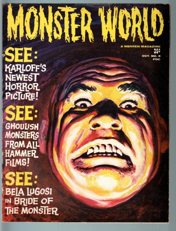 MONSTER WORLD #5-1965-HAMMER HORROR FILMS-BORIS KARLOFF-GRAY MORROW COVER- VG/FN