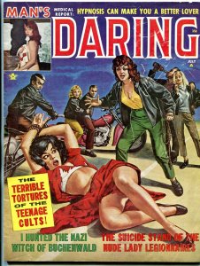 Man's Daring Magazine July 1961- Motorcycle Gang teenage cults- Nazi Witch