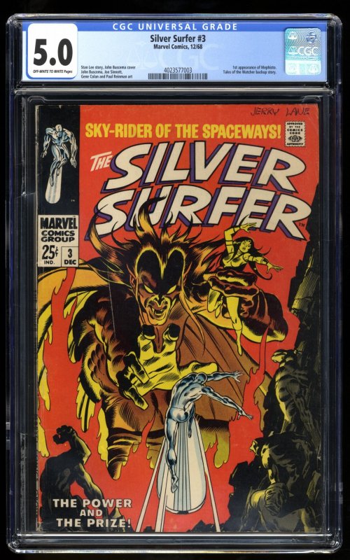 Silver Surfer #3 CGC VG/FN 5.0 Off White to White 1st Appearance Mephisto!