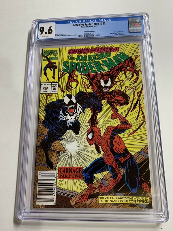 Amazing Spider-man 362 Cgc 9.6 Austrailian Austraila Edition Variant RARE