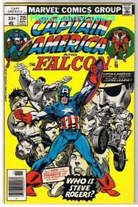 CAPTAIN AMERICA #215, FN,  George Tuska, Falcon, 1968, Who is Steve Rogers